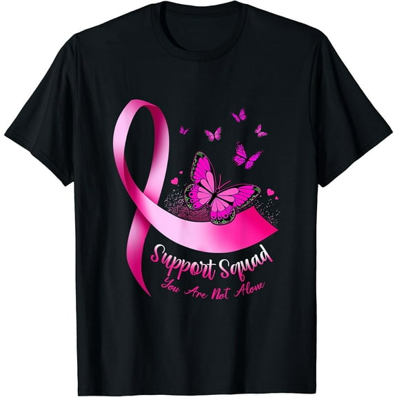 Woman Butterfly Support Squad Breast Cancer Warrior Pink T-Shirt