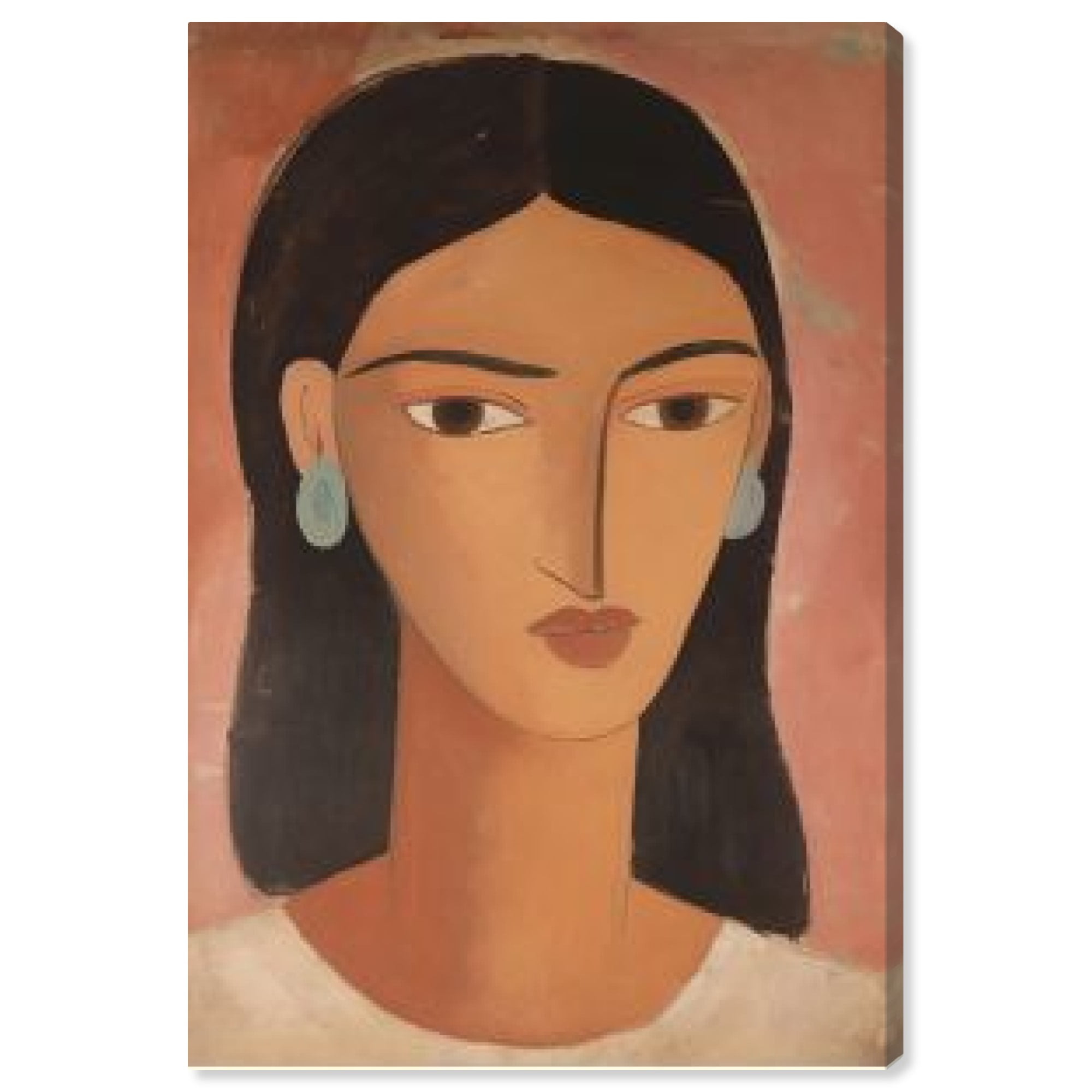 Classic Woman Portrait on Canvas with Earthy Tones
