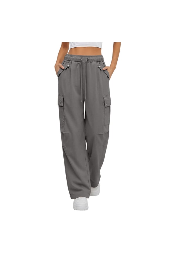 Woman Cargo Pants Waterproof Hiking Lightweight Straight Leg Trousers Baggy Linen Travel Streetwear Clothes