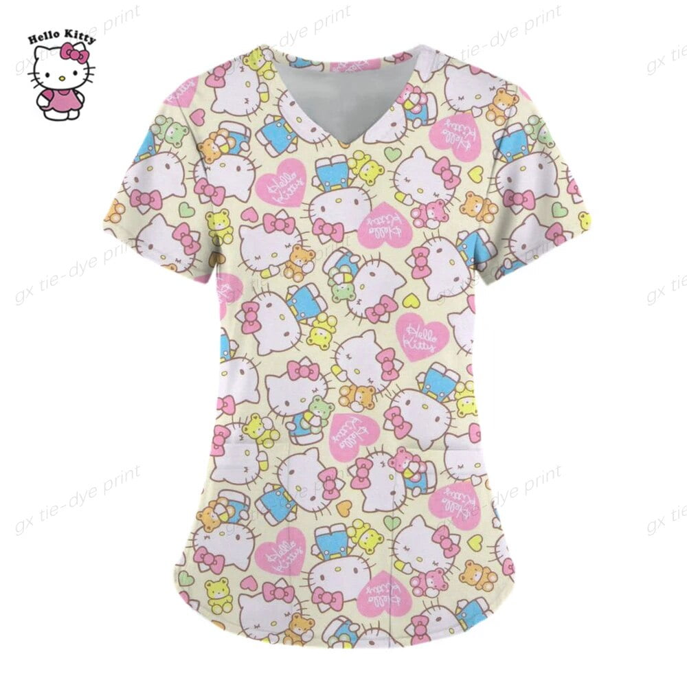 Woman Cartoon Nursing Uniforms Medicine Top Working Uniform Hello Kitty ...