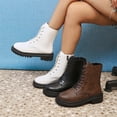 thumbnail image 1 of Woman Casual Ankle Boots Round Toe Low Heel Lace-up Cozy Boots Winter Casual Comfortable Outdoor Party Dressy Shoes, 1 of 9