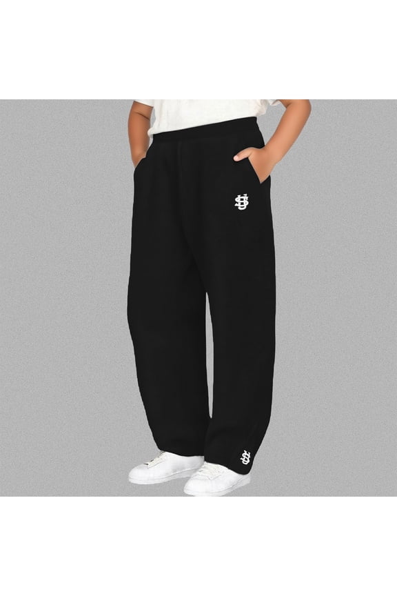 Woman Casual Fashion Elastic Waist Solid Decorate The Zipper Cuffs Sports Pants Trousers