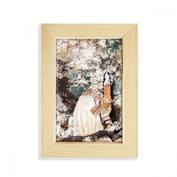Woman Chinese Classical Style Illustrator Desktop Display Photo Frame Picture Art Painting 5x7 inch