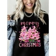 thumbnail image 1 of Woman Christmas Shirt Christmas Tree Graphic T-Shirt Casual Short Sleeve Black Top, 1 of 6