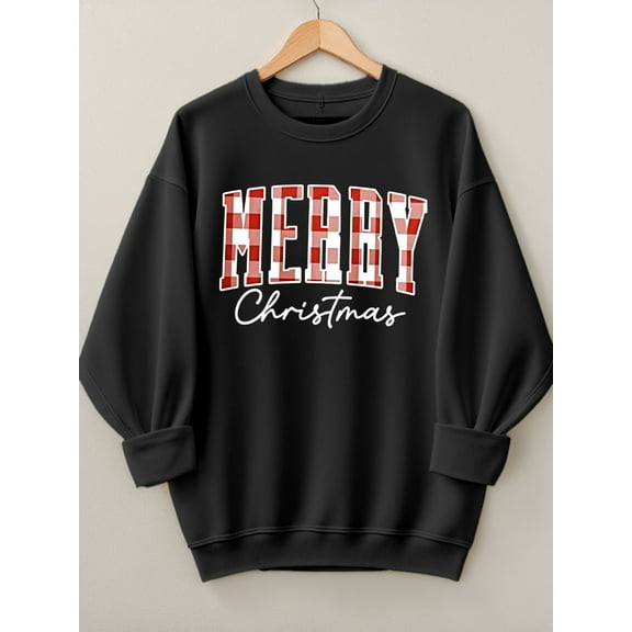Woman Christmas Shirt Merry Christmas Graphic Sweatshirt Casual Long Sleeve Top