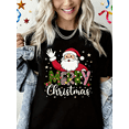 thumbnail image 1 of Woman Christmas Shirt Merry Christmas Graphic T-Shirt Casual Short Sleeve Black Top, 1 of 4