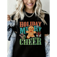 thumbnail image 1 of Woman Christmas Shirt Santa Graphic T-Shirt Pure Cotton Casual Short Sleeve Black Top, 1 of 4
