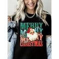 thumbnail image 1 of Woman Christmas Shirt Santa Graphic T-Shirt Pure Cotton Casual Short Sleeve Black Top, 1 of 6
