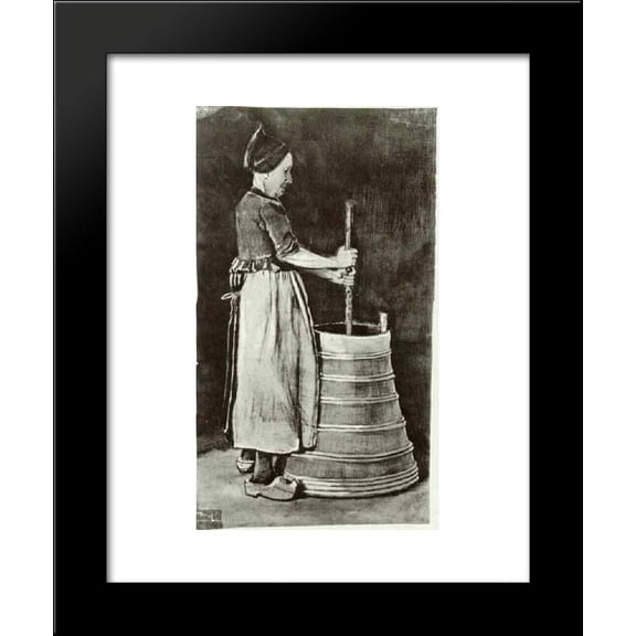 Woman Churning Butter 20x24 Framed Art Print by Vincent van Gogh