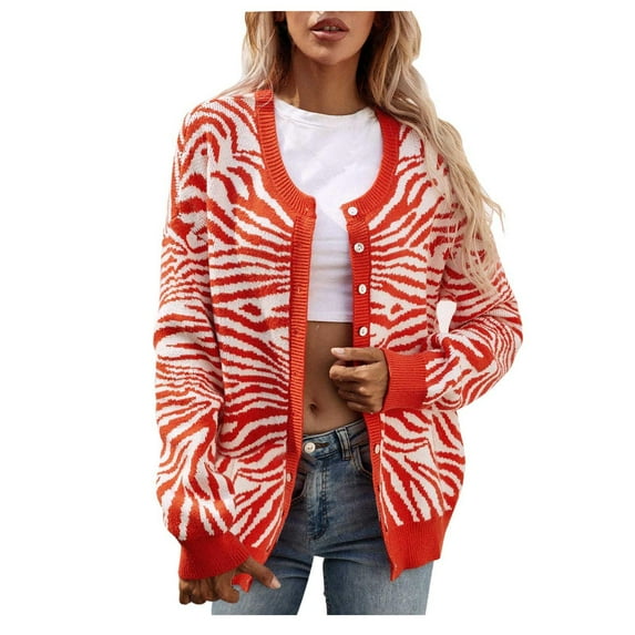 Woman Clearance In Clothes,AXXD Loose Long Sleeve Button Sweater Cardigan Short Sleeve Sweater for Women Clearance Orange Size 8