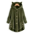 thumbnail image 1 of Woman Clearance In Clothes,AXXD Solid Irregular Button Hooded Woman Cardigan Sweaters Clearance Green Size 10, 1 of 5