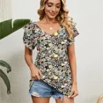 thumbnail image 1 of New Woman Clothing T-shirt Women's Floral Tops Tees Cute Chiffon Blouse T Shirt Short Butterfly Sleeve Female Clothes for Women, 1 of 2