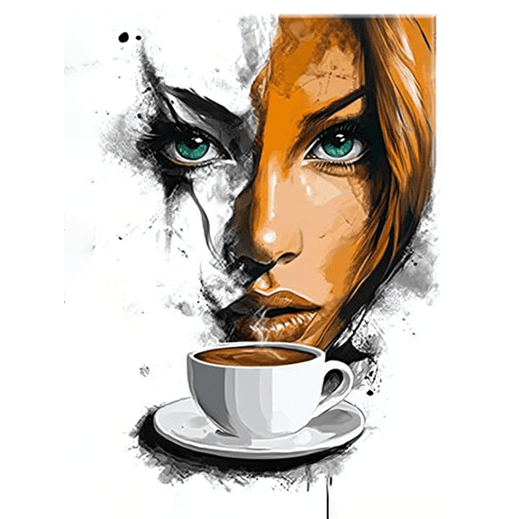 Woman and Coffee Decorative Painting/Canvas Art Perfect for Decorating Living Room Bedroom Kitchen Office Dining Room Coffee Shop Bar Studio Hallway Apartment and Dorm Room.