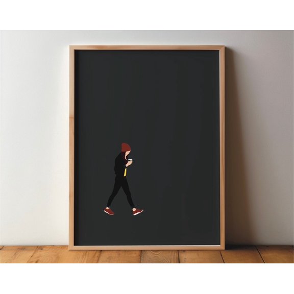 Woman With Coffee & Red Hat Illustration - Fashion Poster, Picture, Art, Minimal, Modern, Sport, Hobby, A4 A3 A2, Large Wall Art, Modern Wall Decor, 24x36 UNFRAMED