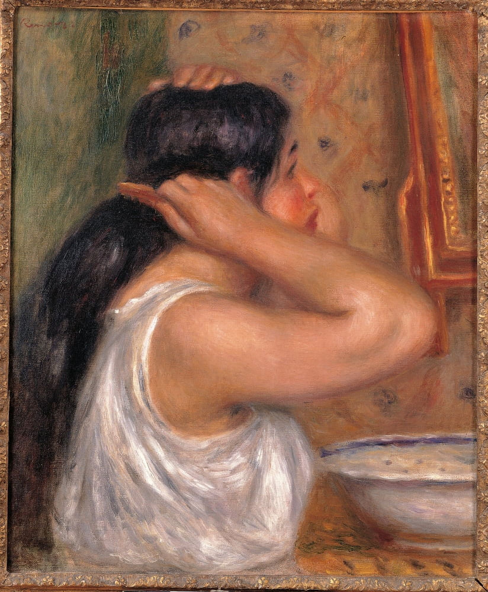 Woman Combing Her Hair Canvas Art - (24 x 36)