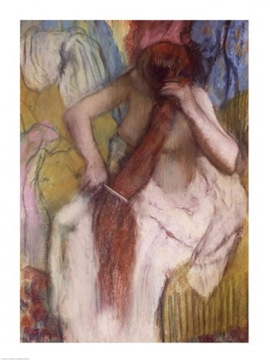 Woman Combing her Hair Canvas Art - Edgar Degas (18 x 24)