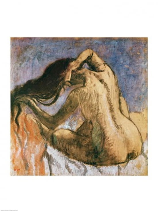 Woman Combing her Hair Canvas Art - Edgar Degas (18 x 24)