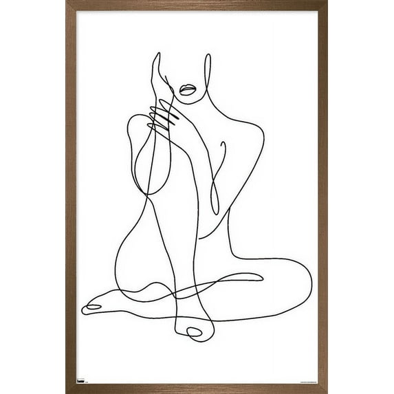 Woman - Continuous Line Drawing Wall Poster, 22.375" x 34", Framed