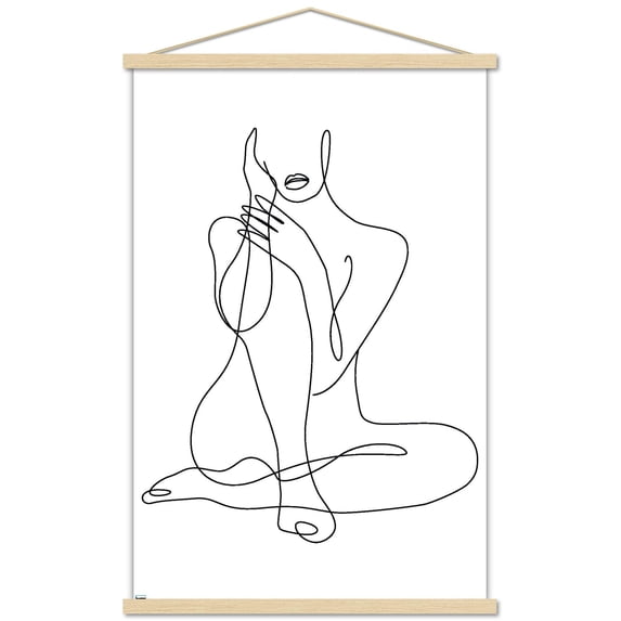 Woman - Continuous Line Drawing Wall Poster with Magnetic Frame, 22.375" x 34"