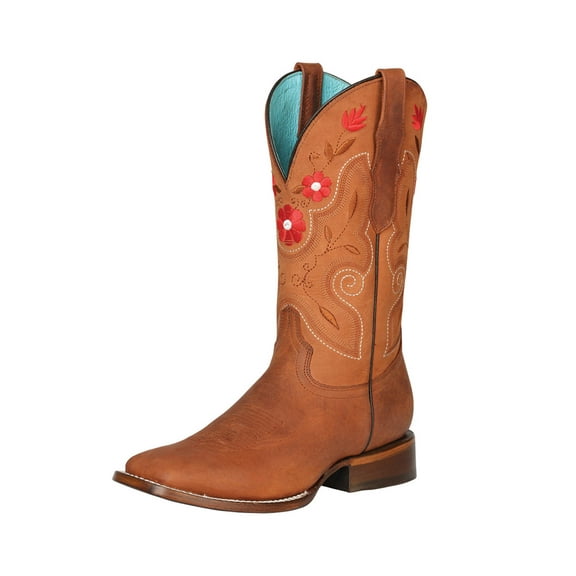 Women’s Cowgirl Boots Leather Flowers Embroidered Western 'El General' Shedron 125367