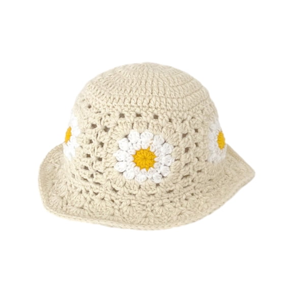 Woman Crochet Bucket Hat Cute Ladies Outdoor Sports Fisherman Cap for Woman Teenagers Casual Spring Sunproof Hat