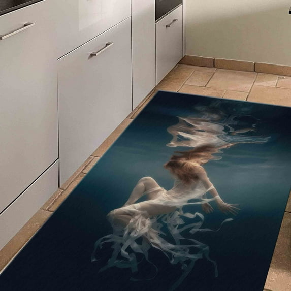 Woman Dances in Water Rugs, Surreal Rugs, Modern Rug, Gift Rug, Hallway Rug, Round Rug, Handmade Gift, Office Rug, Customs Rug, 5.9'x9.2' - 180x280 cm