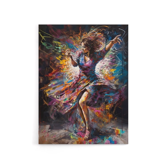 Woman Dancing To Dynamic Music Canvas Wall Art Print 24X32"