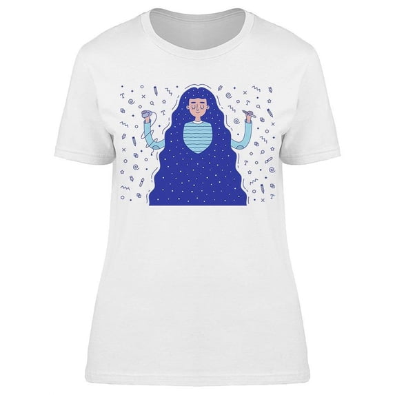 Woman Designer, With Long Hair T-Shirt Women -Image by Shutterstock, Female Small