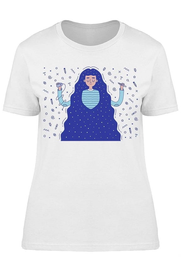 Woman Designer, With Long Hair T-Shirt Women -Image by Shutterstock, Female Small