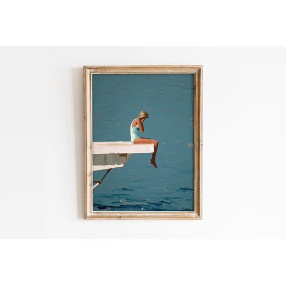 Woman Diving Board Wall Art Iconic Pool Scene Home Decor
