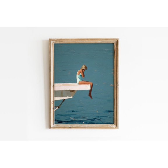 Woman Diving Board Wall Art Iconic Pool Scene Home Decor