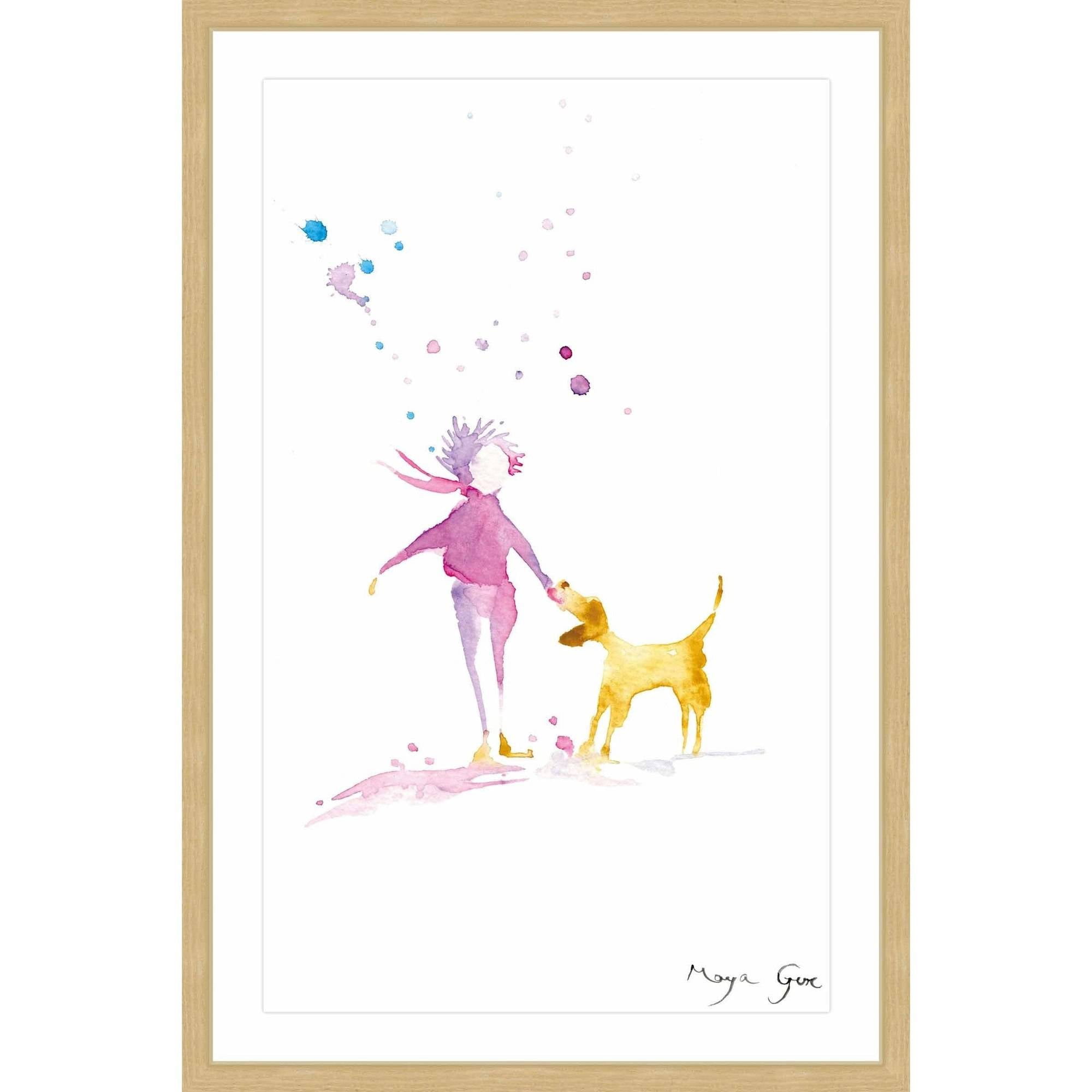 "Woman & Dog" Framed Painting Print