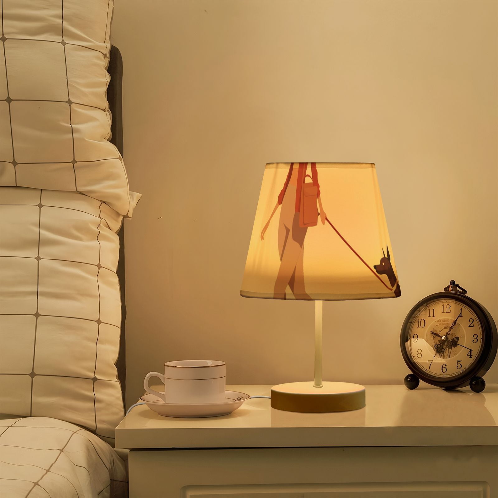 Woman Dog LED Desk Lamp Table Lamp USB Bedside Nightstand Small Lamp for Bedroom Living Room Kids Room