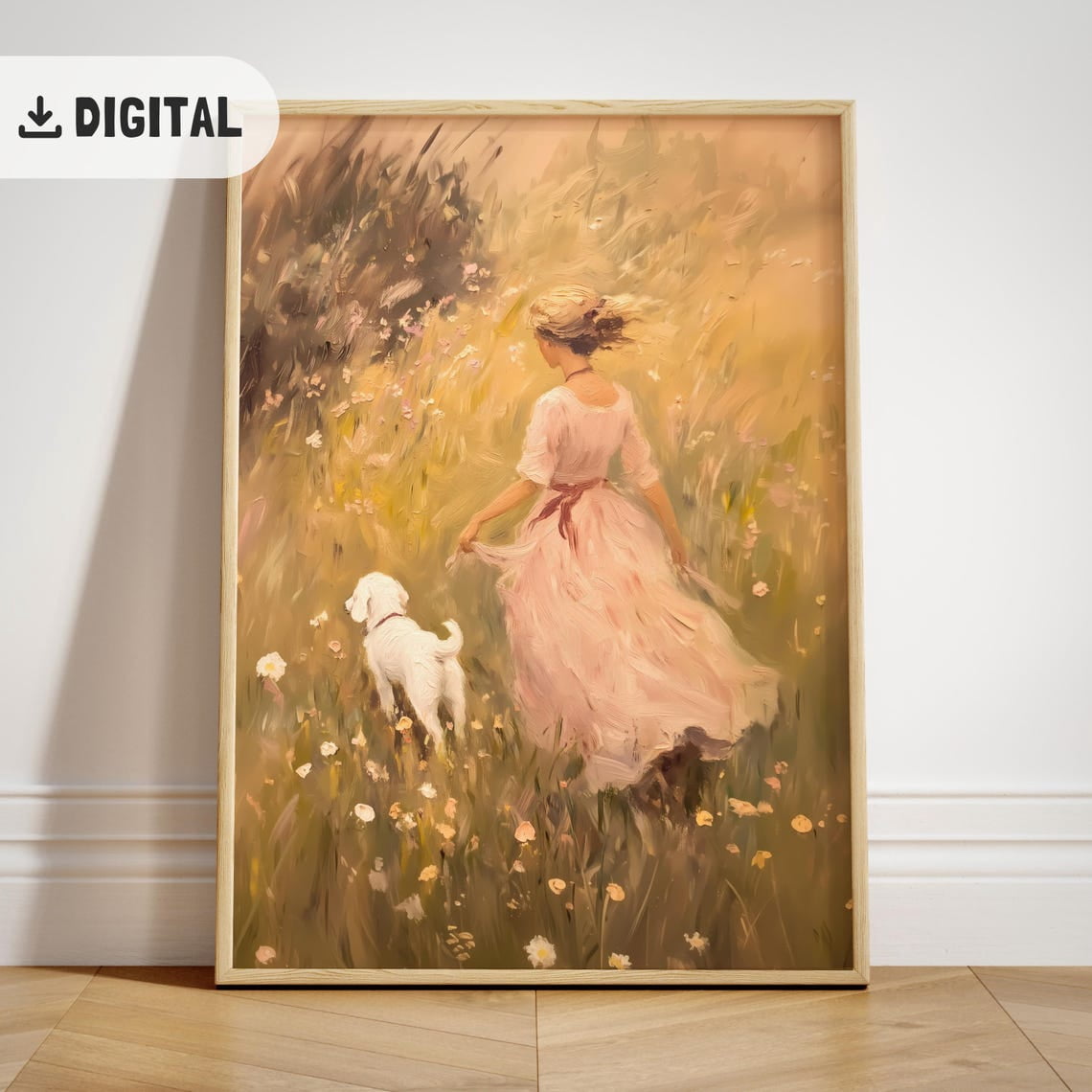 Woman And Dog Poster, Artful Country Home Decor, Poster Vintage ...