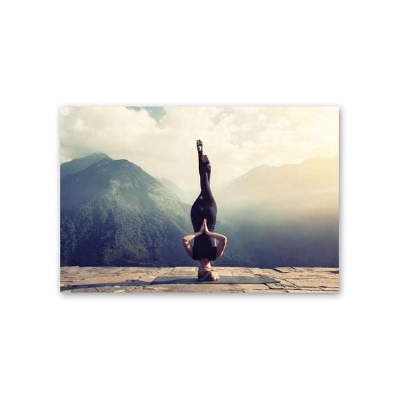 Woman Doing A Headstand Outdoors Poster -Image by Shutterstock