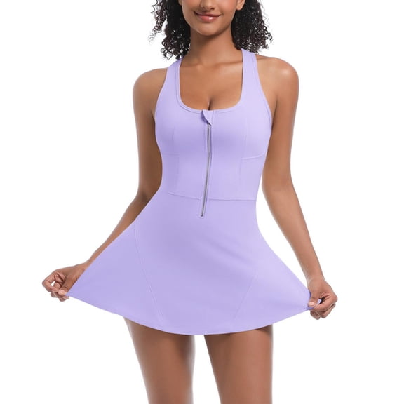 Woman Dress Summer Solid Color Crew Neck Mini Dress Casual Slim Fit Sleeveless Sundresses