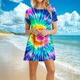 thumbnail image 1 of Woman Dresses Fashion Women's Dresses Summer Casual Rounk Neck Short Sleeve Printing Dress D Multicolor M, 1 of 6