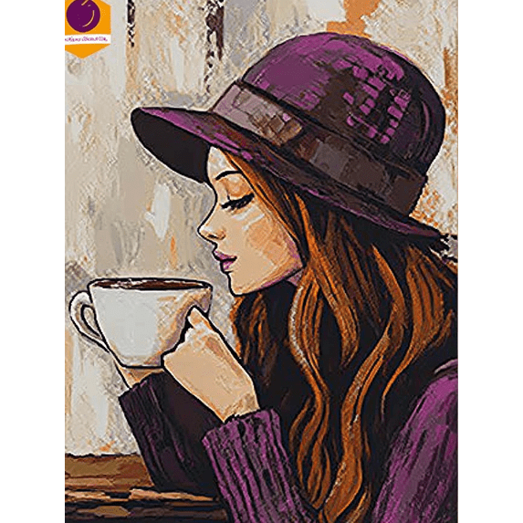 Woman Drinking Coffee Canvas Wall Art, Perfect for Living Room, Bedroom, Kitchen, Bathroom, and Office Decoration.
