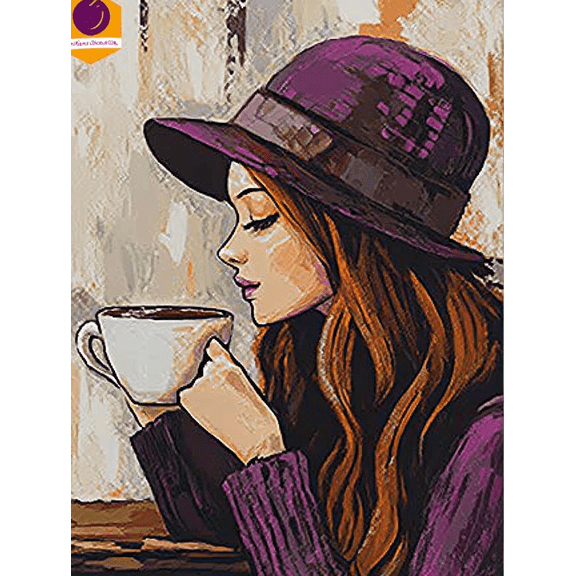 Woman Drinking Coffee Canvas Wall Art Perfect for Living Room Bedroom Kitchen Bathroom and Office Decoration.
