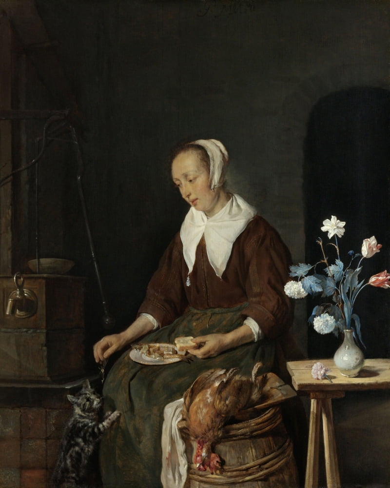 Woman Eating Canvas Art - (24 x 36)