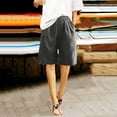 thumbnail image 1 of Woman Elastic Solid Color Shorts Button Down Half Pants With Pocket Casual Short Pant Wide Leg Shorts Women's Shorts Casual Summer Stretchy Shorts for Women Womens Overall Shorts Bike Shorts Women, 1 of 5