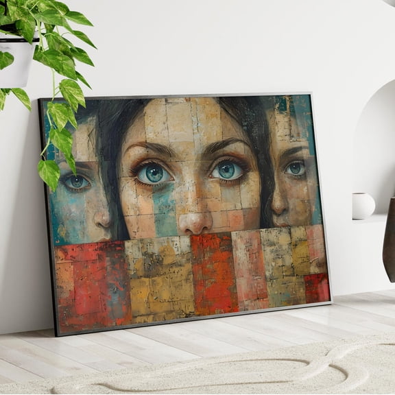 Woman Eye Expressionist Wall Art Glimmering Modern Decor, Unframed Paper Print Size 8x12