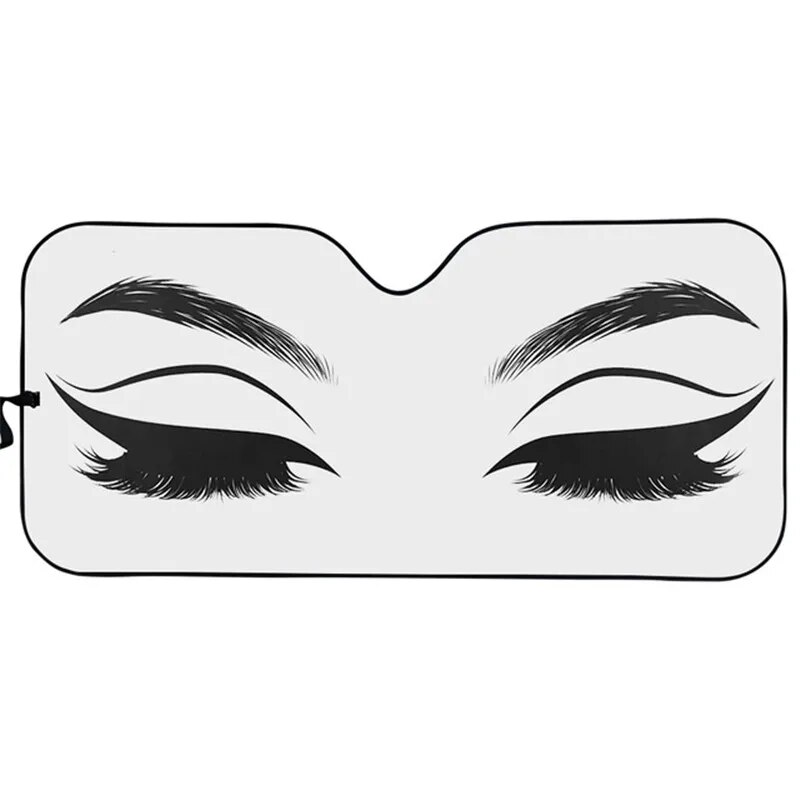 Woman Eye with Long Eyelashes Front Windshield Shade Makeup Pink