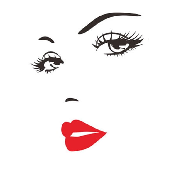 Woman Eyelashes Red Lips Decal Wall Sticker Decorative For Living Room Bedroom