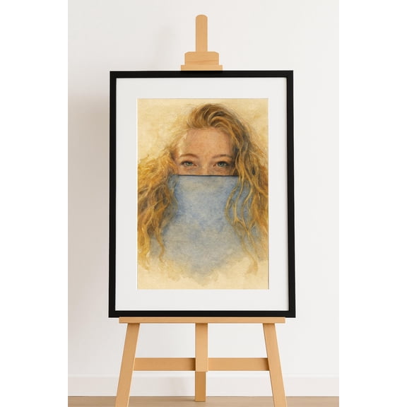 Woman Eyes Blonde Hair Portrait Poster, Unframed Size 8x12