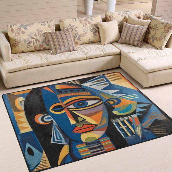 Woman Face Abstract Area Rug Washable 80 x 58 Floor Carpet Mat Non Slip for Bedroom Living Room Home Decor