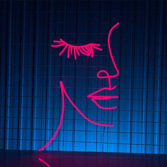 Woman Face Line Neon Sign, Abstract Art Decor Long-lasting