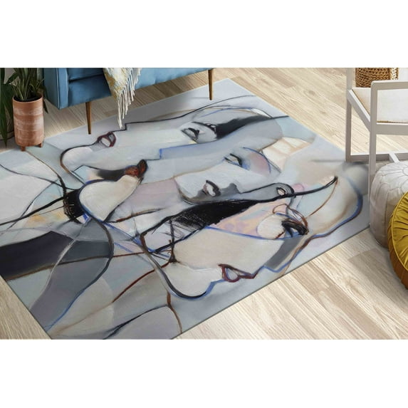 Woman Face Painting Rug, Abstract Rug, Modern Rugs, Kitchen Rug, Office Rug, Runner Rug, Woman Face Rug, Girl Room Rugs, Housewarming Gift, 5.9'x9.2' - 180x280 cm