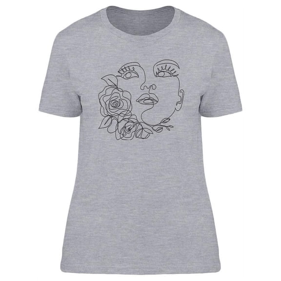 Woman Face With Flowers Design T-Shirt Women -Image by Shutterstock, Female Large