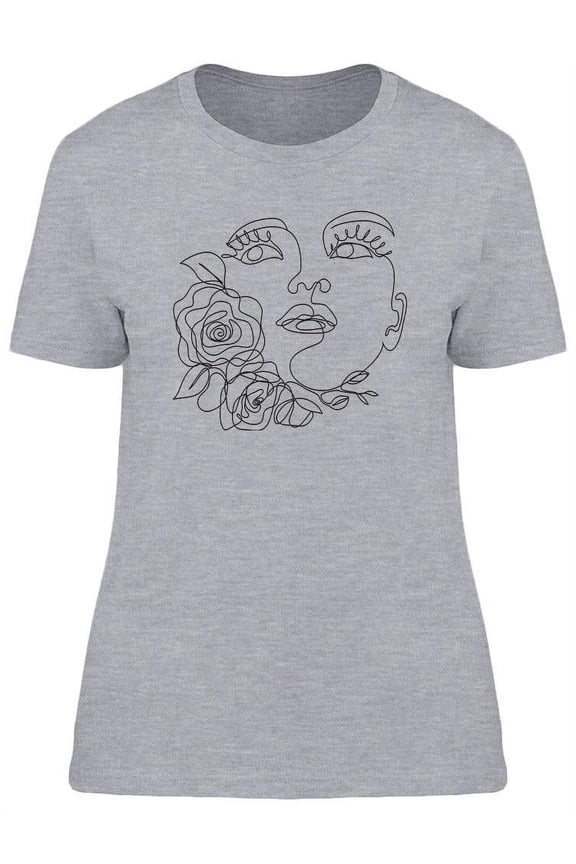 Woman Face With Flowers Design T-Shirt Women -Image by Shutterstock, Female Large
